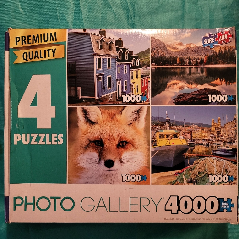 Photo Gallery 4000 Piece Puzzle Set, 4 separate puzzles, 3 unopened, 1 open